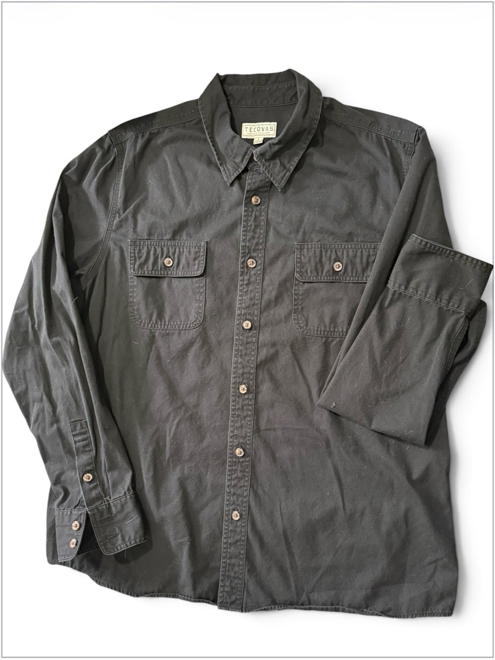 Tecovas Men’s Large Black Long Sleeve Button Front Utility Work Shirt Western